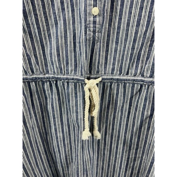 Tommy Hilfiger Denim Chambray White Striped Roll Tab Sleeve Belted Shirt Dress S - Picture 4 of 6